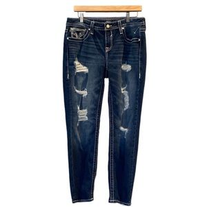 VIGOSS Jeans Distressed Heritage Fit Skinny Bling & Embellished Detail Size 12